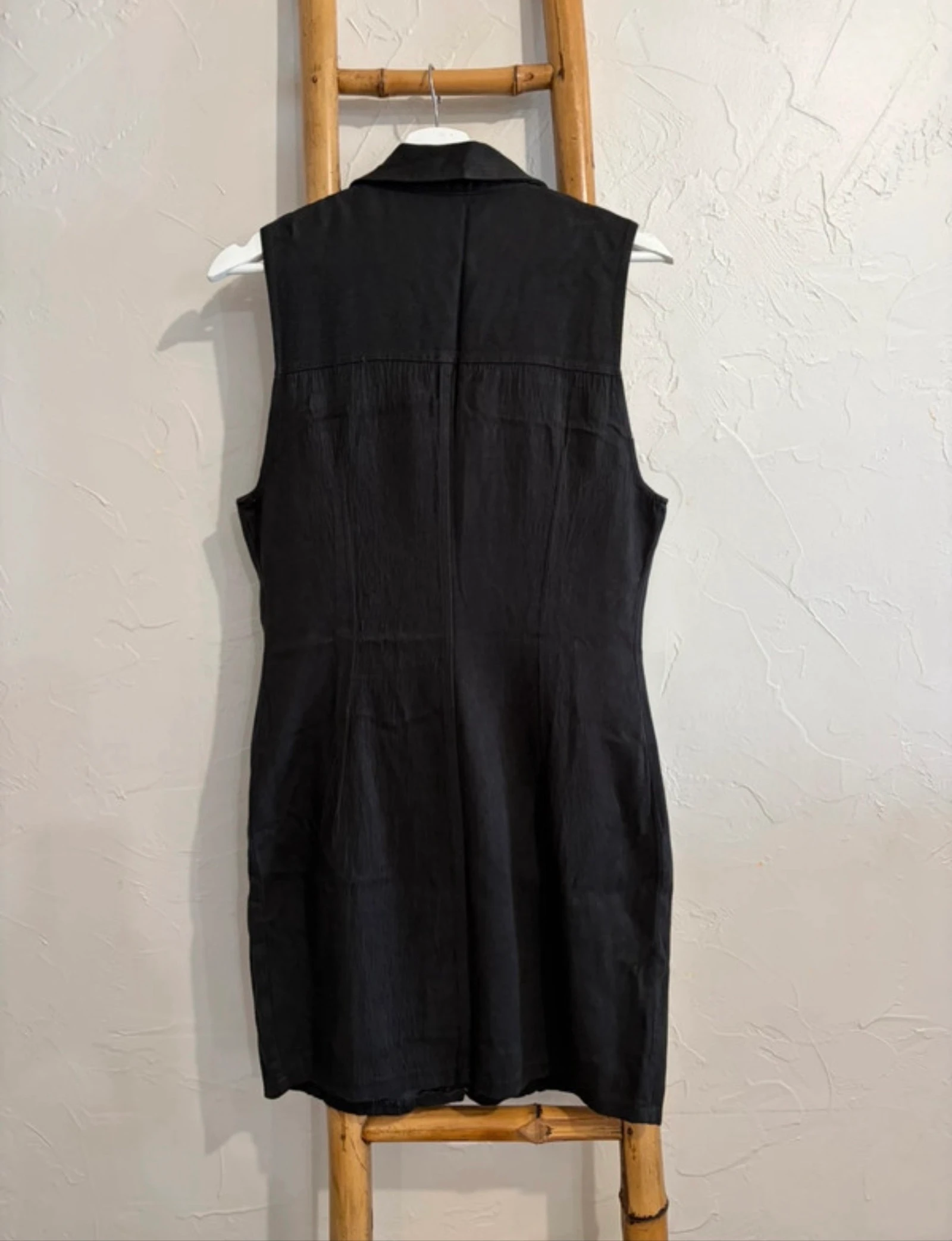 Vintage zwarte jurk met knoopsluiting maat 38 uit de jaren 90 – photo 7